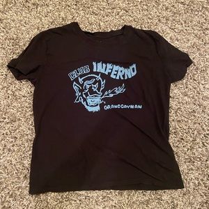NWOT Brandy Melville Club Inferno Graphic Tee Cropped Top in black